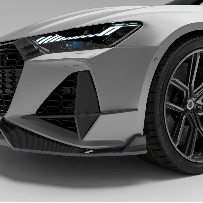RevoZport Carbon Fiber Front Bumper Canards for Audi RS6 RS7 C8 ...
